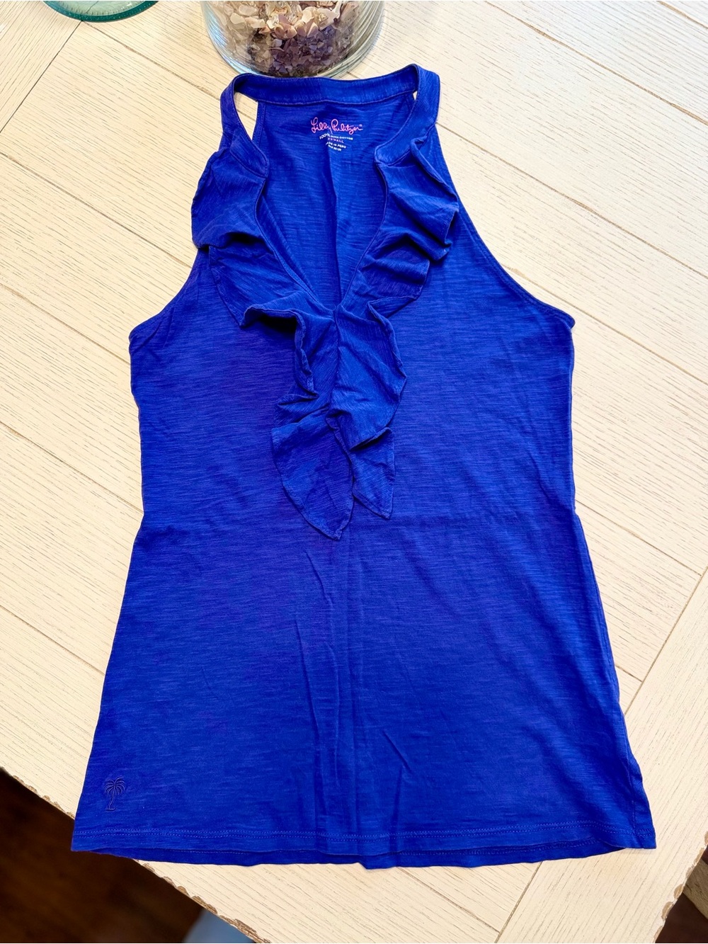 Lilly Pulitzer XS shay ruffled tank top - sapphire blue | NWOT